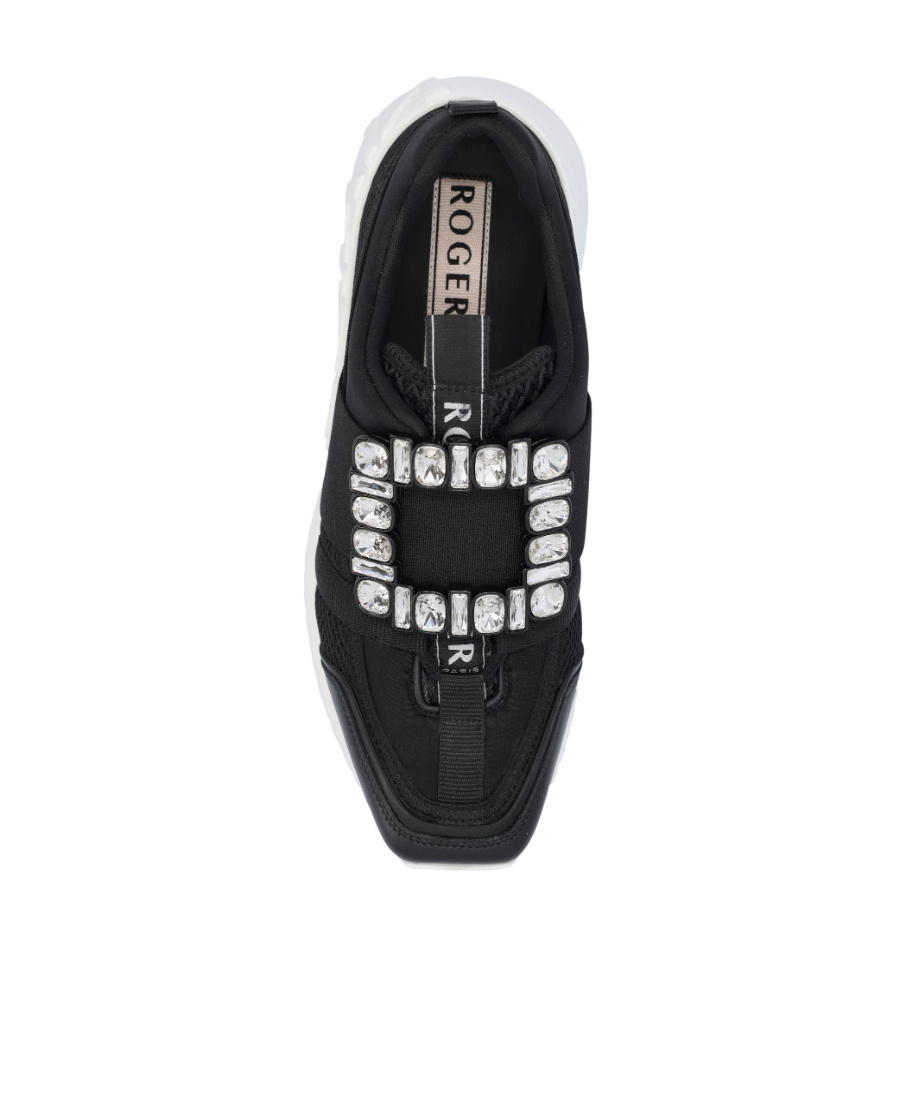 Roger Vivier Viv' Go Rhinestone Buckle Sneakers In Technical Fabrics