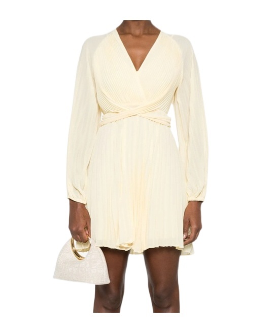 Shop Twinset Plissé Mini Dress In Nude