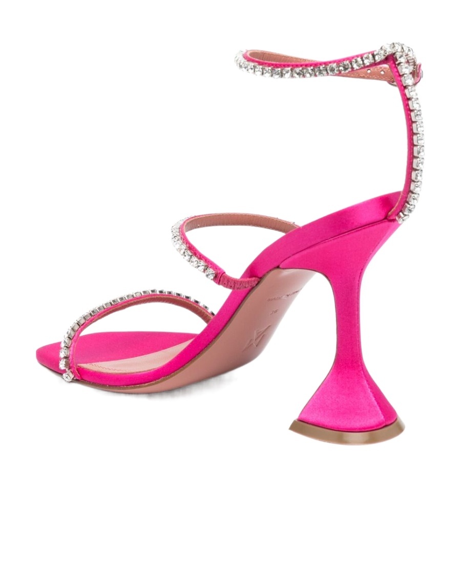 Shop Amina Muaddi Square-headed High-heeled Sandals In Pink