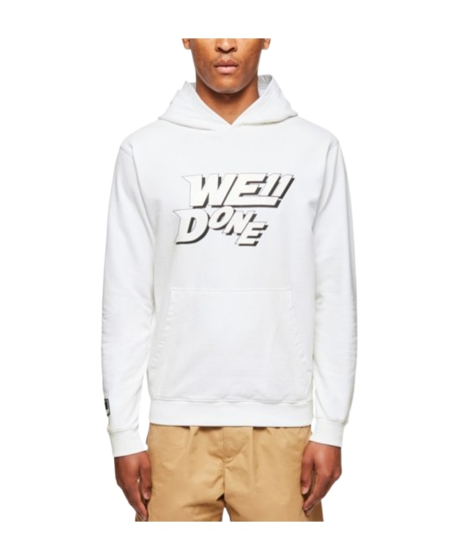 We11 Done Logo Hooded Sweater In White
