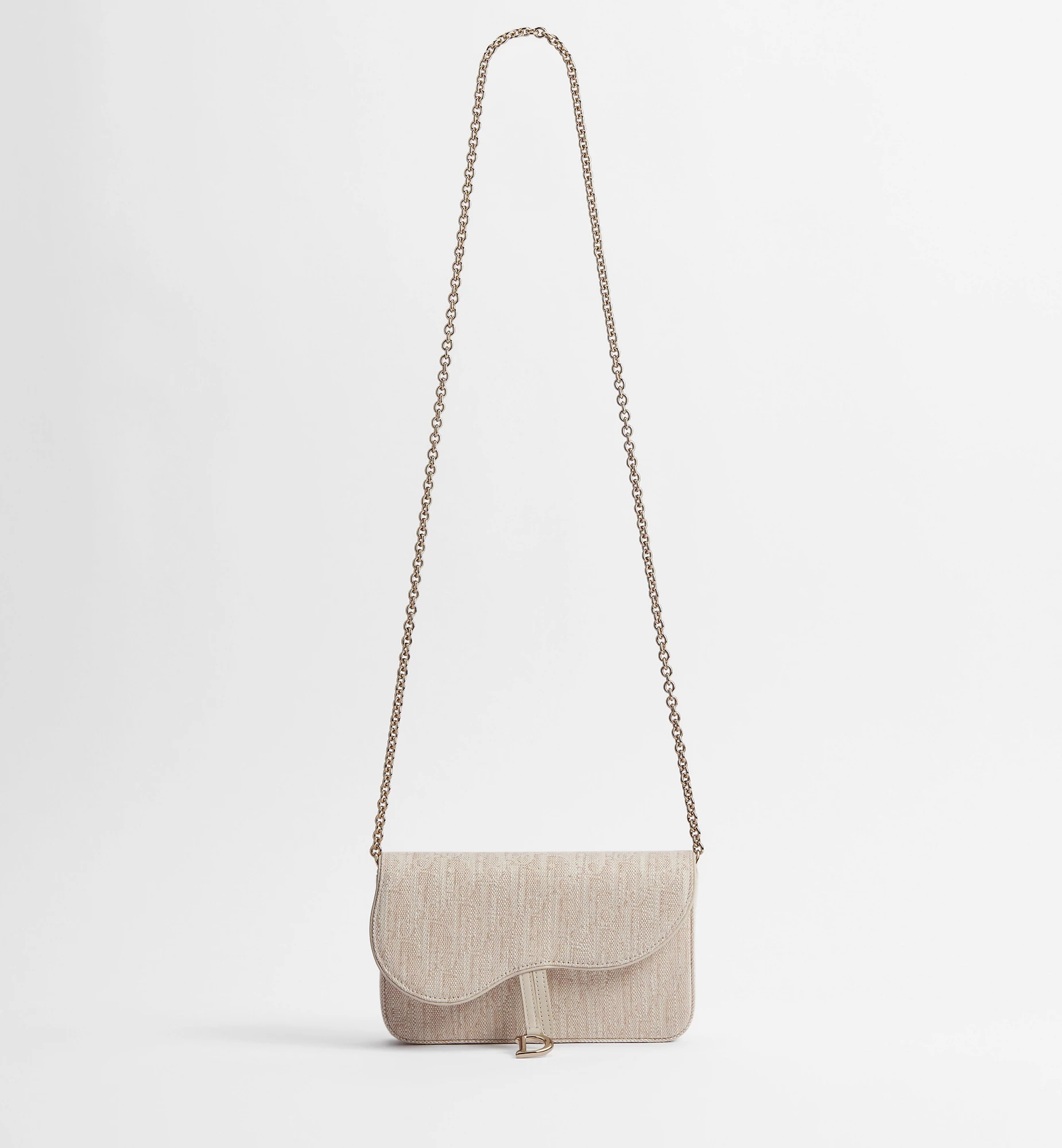 Dior Medium Saddle Pouch With Chain In Neutral
