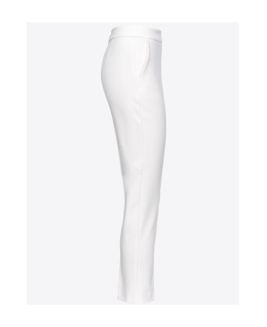 Pinko Slim-fit Trousers In Technical Stretch Crepe In White