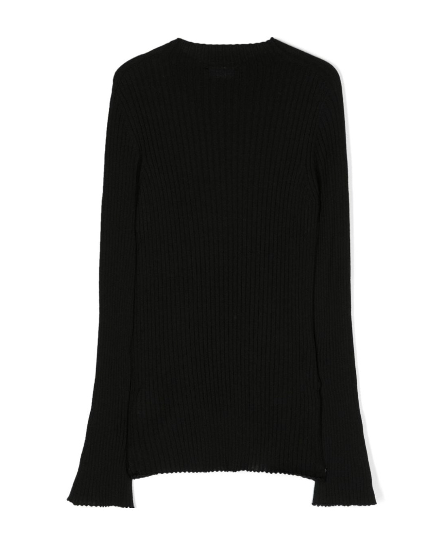 Versace Ribbed-knit Side-button Jumper In Black
