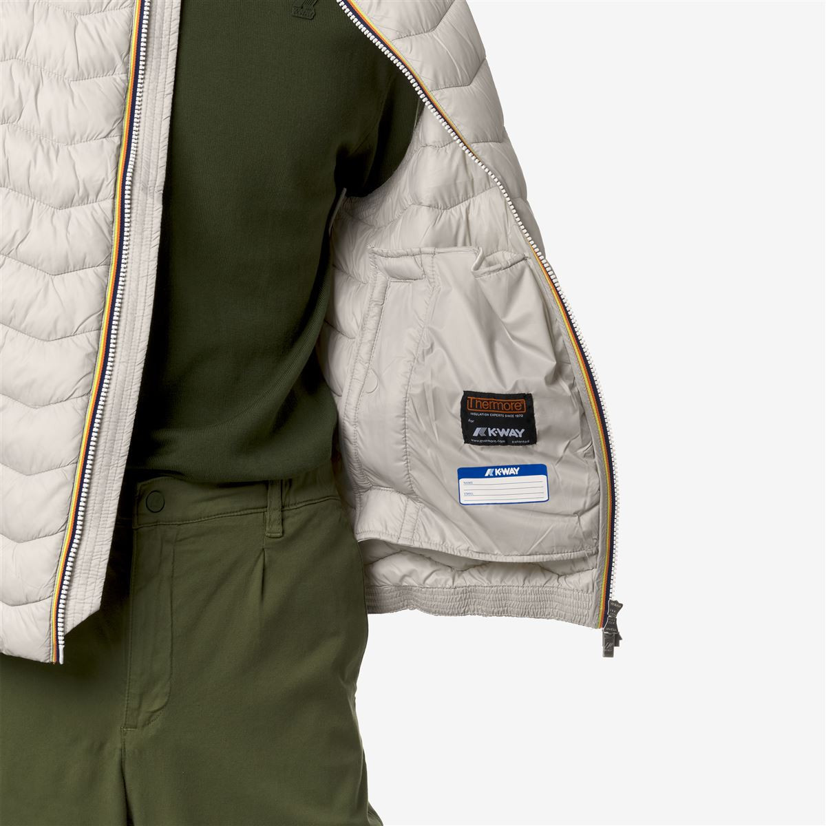 K-way Valen Quilted Zipped Gilet In Nude