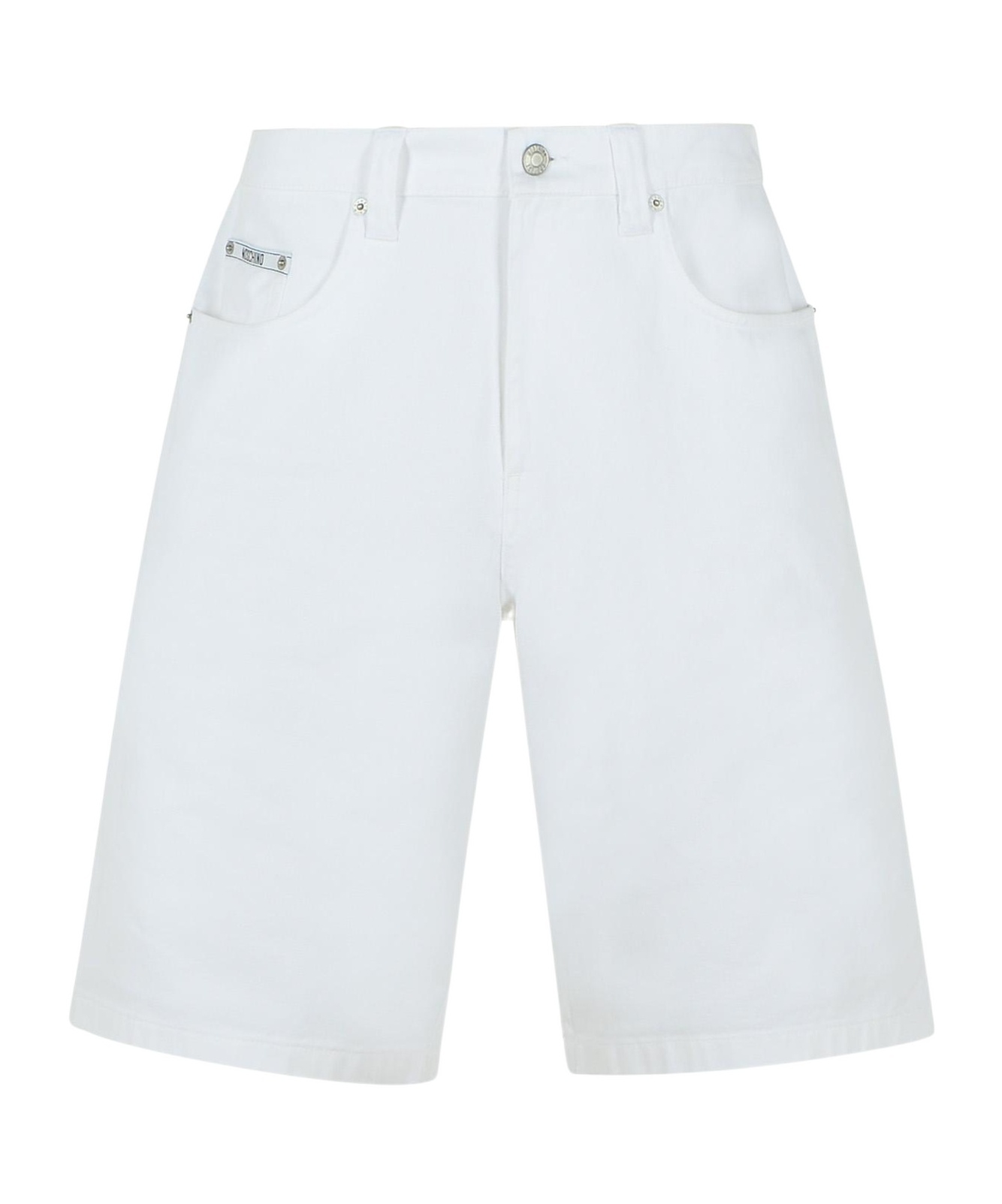 Moschino Belt-loop Denim Shorts In White
