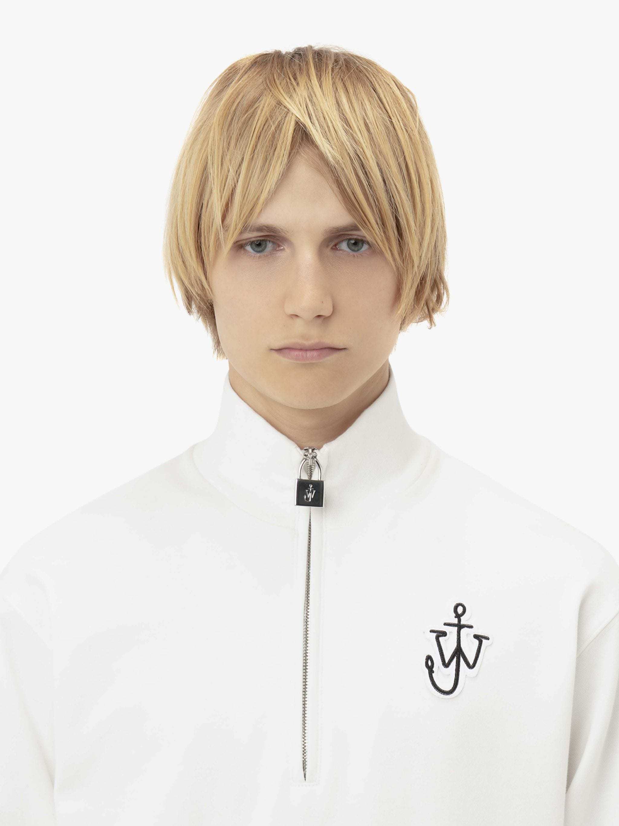 Jw Anderson Padlock Half Zip Sweatshirt In White