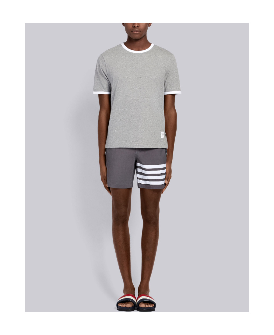 Thom Browne Ringer T-shirt Medium Weight Jersey In Gray