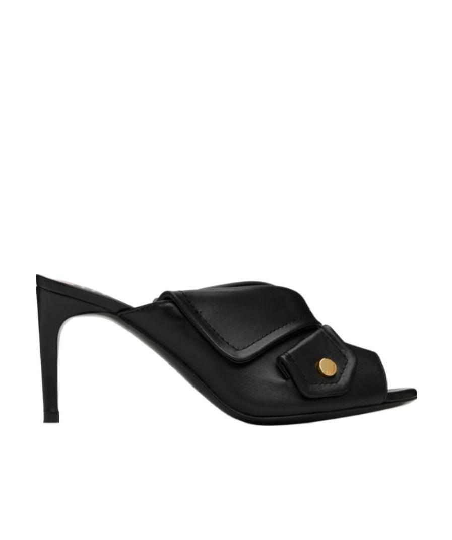 Moschino Heeled Leather Mules In Black