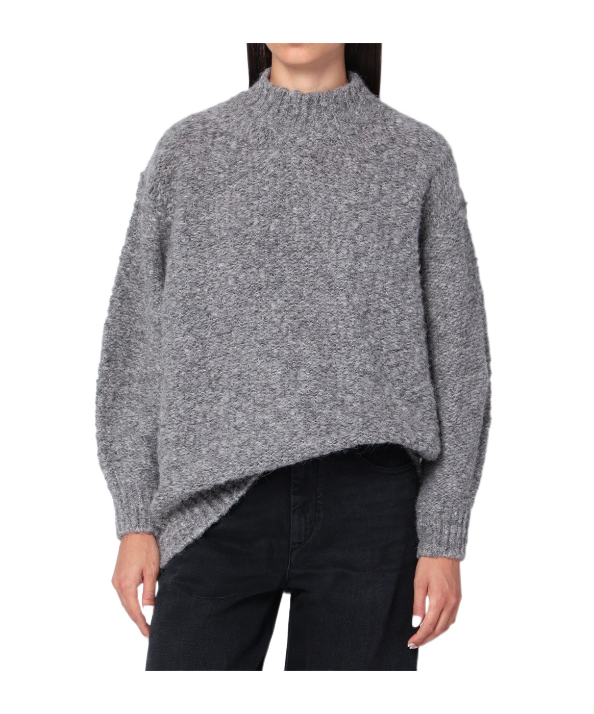 Isabel Marant Alpaca Blend Sweater Asymmetric Hem In Gray