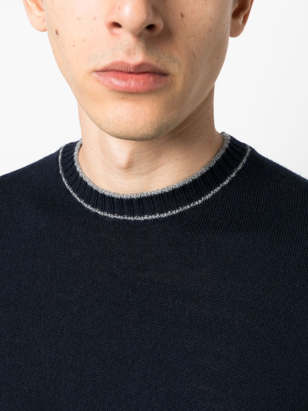 Eleventy Stripe-detail Wool Sweatshirt In Black