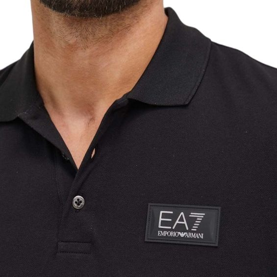 Ea7 Tennis Pro Two-tone Polo Shirt In Ventus7 Technical Fabric In Black