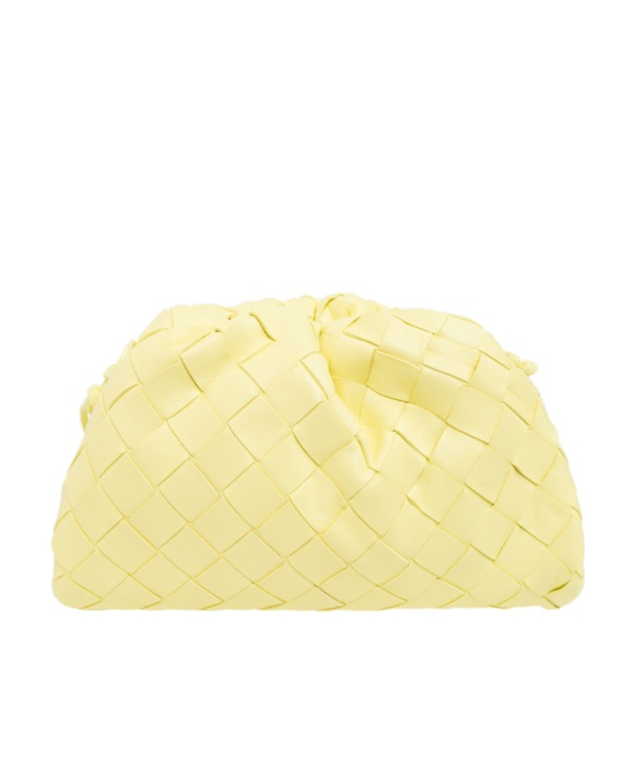 Bottega Veneta Logo Knitted Clutch In Yellow