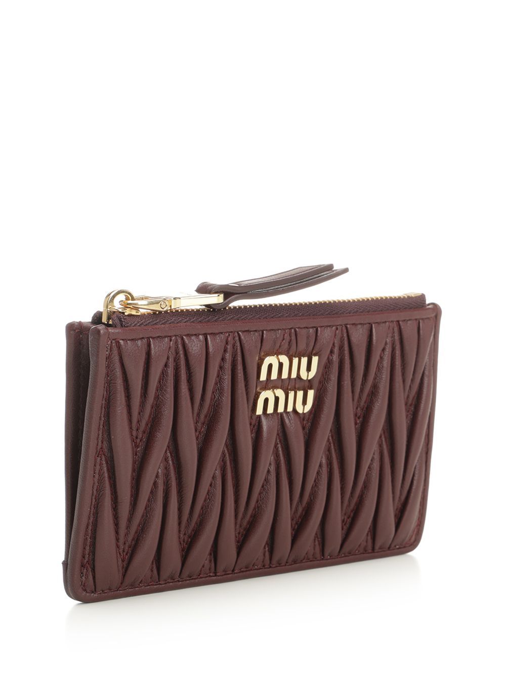 Miu Miu Quilted Zip Wallet In Red