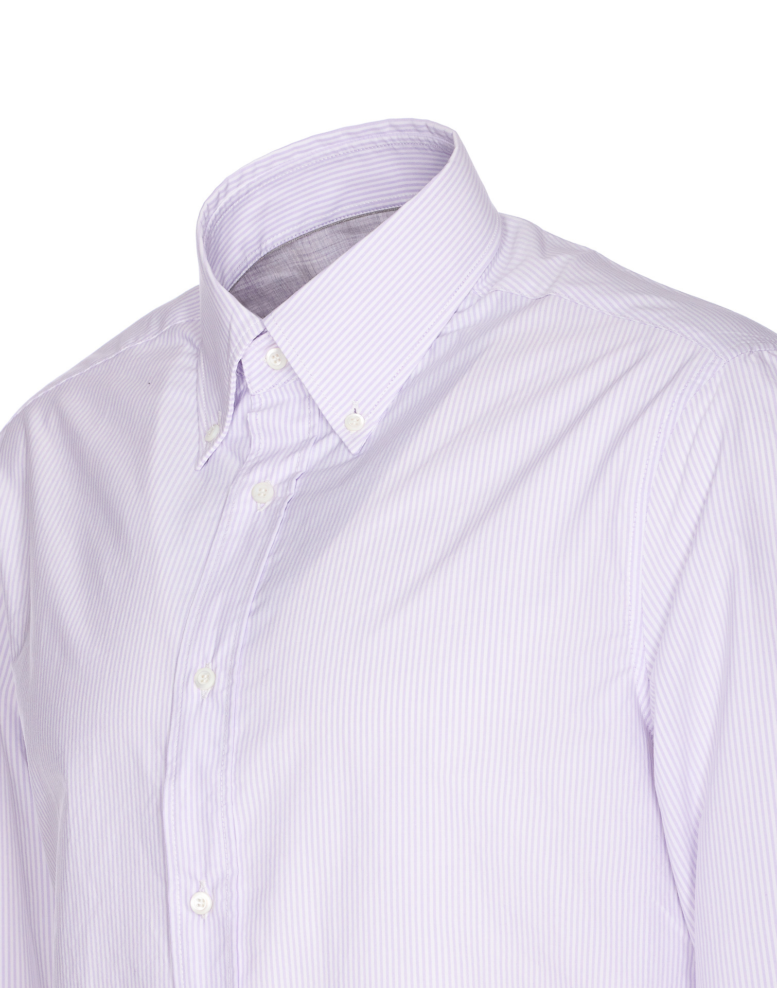 Brunello Cucinelli Striped Shirt With Long Sleeves And Regular Collar In Purple