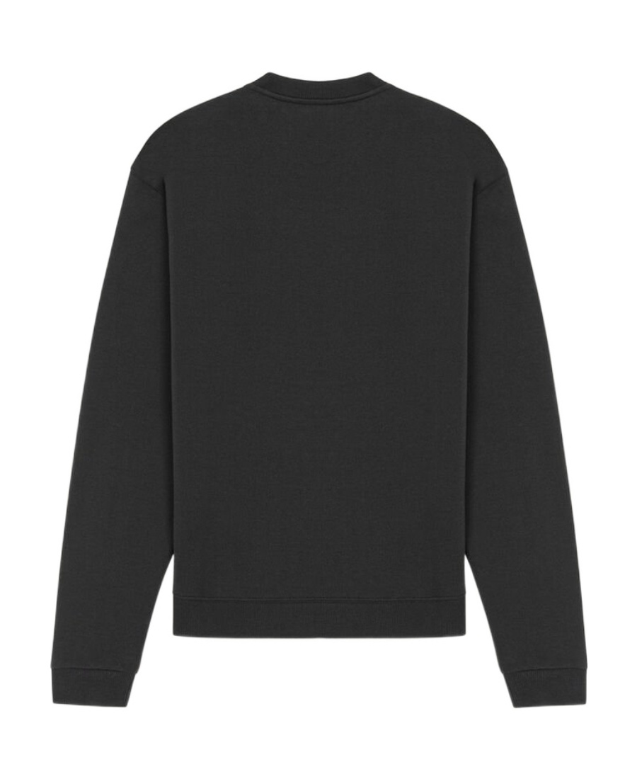 Kenzo Black Sweatshirt In Light Fllece With Broke Flower Embroidery To The Chest  Man In Black