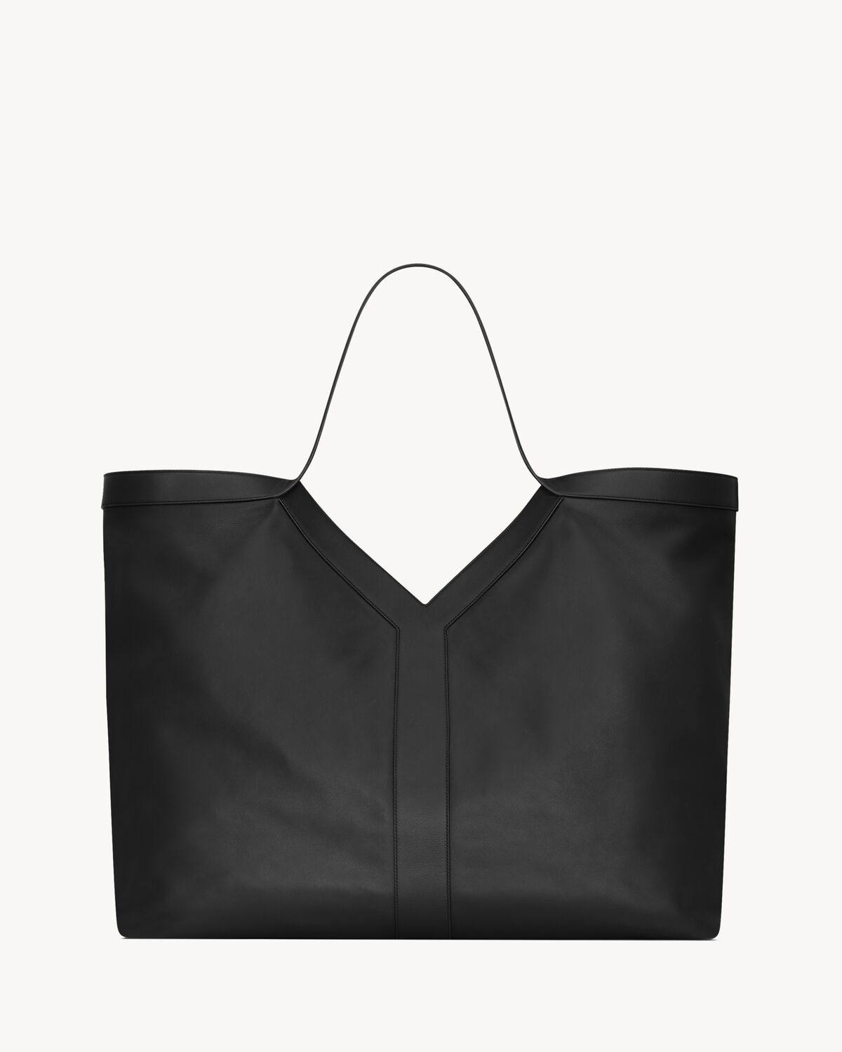 Saint Laurent Y Maxi Tote In Grained Leather In Black