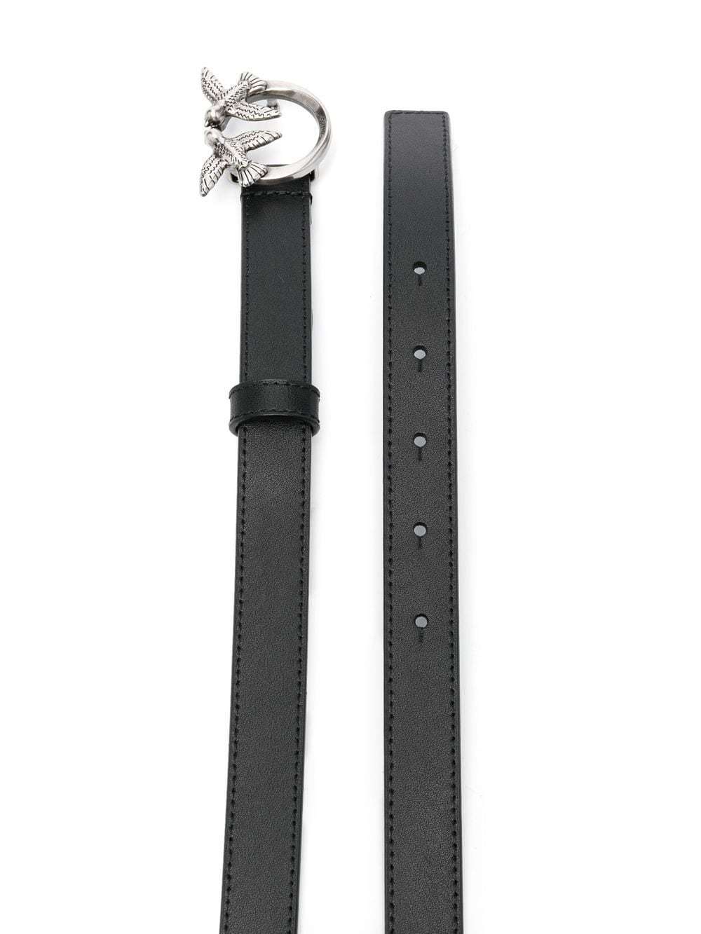 Shop Pinko Love Bird Plaque Buckle Belt In Black