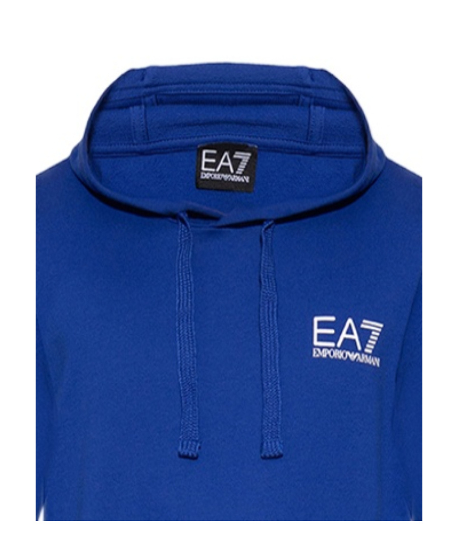 Ea7 Logo-print Cotton Hoodie In Blue