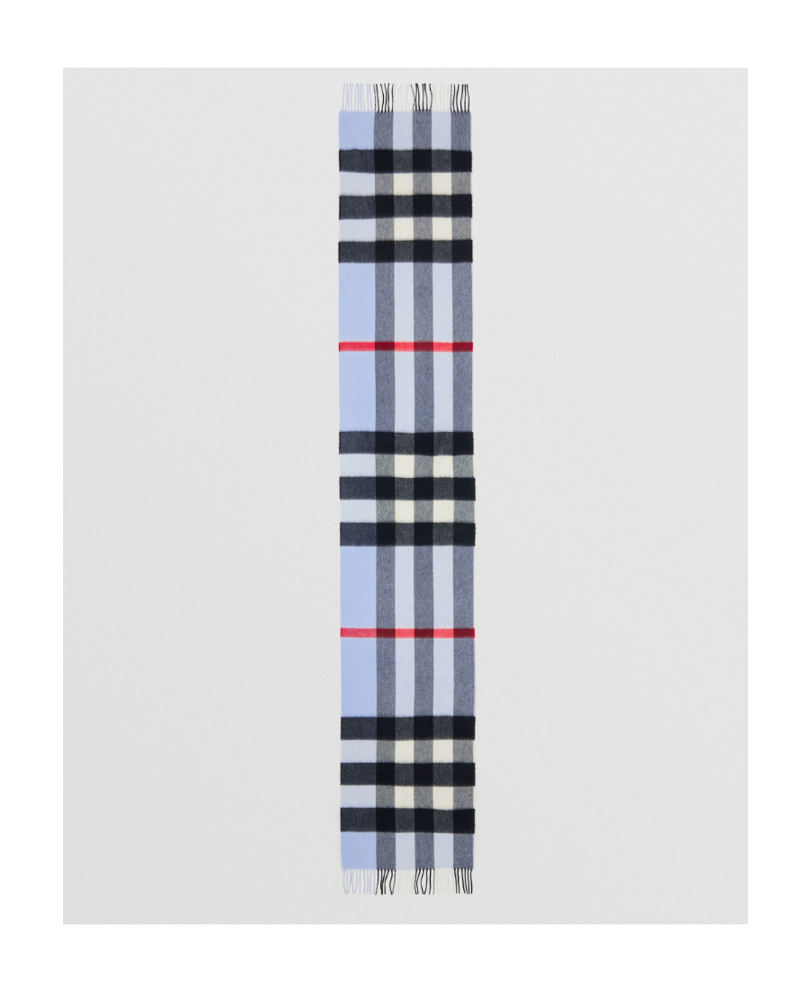 Shop Burberry The Classic Check-pattern Scarf In Blue