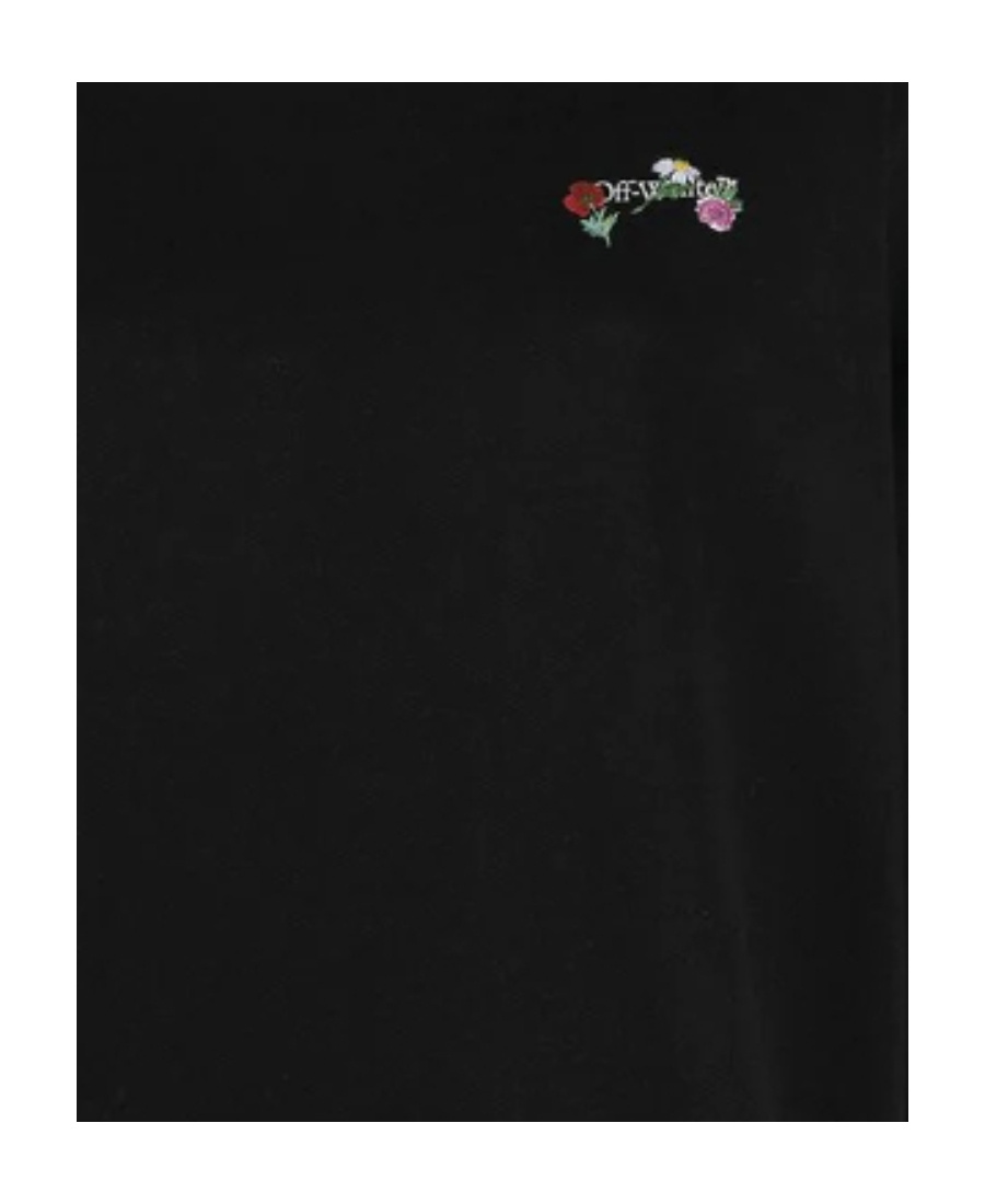 Off-white Embroidered Floral Arrow Sweatshirt Dress In Black