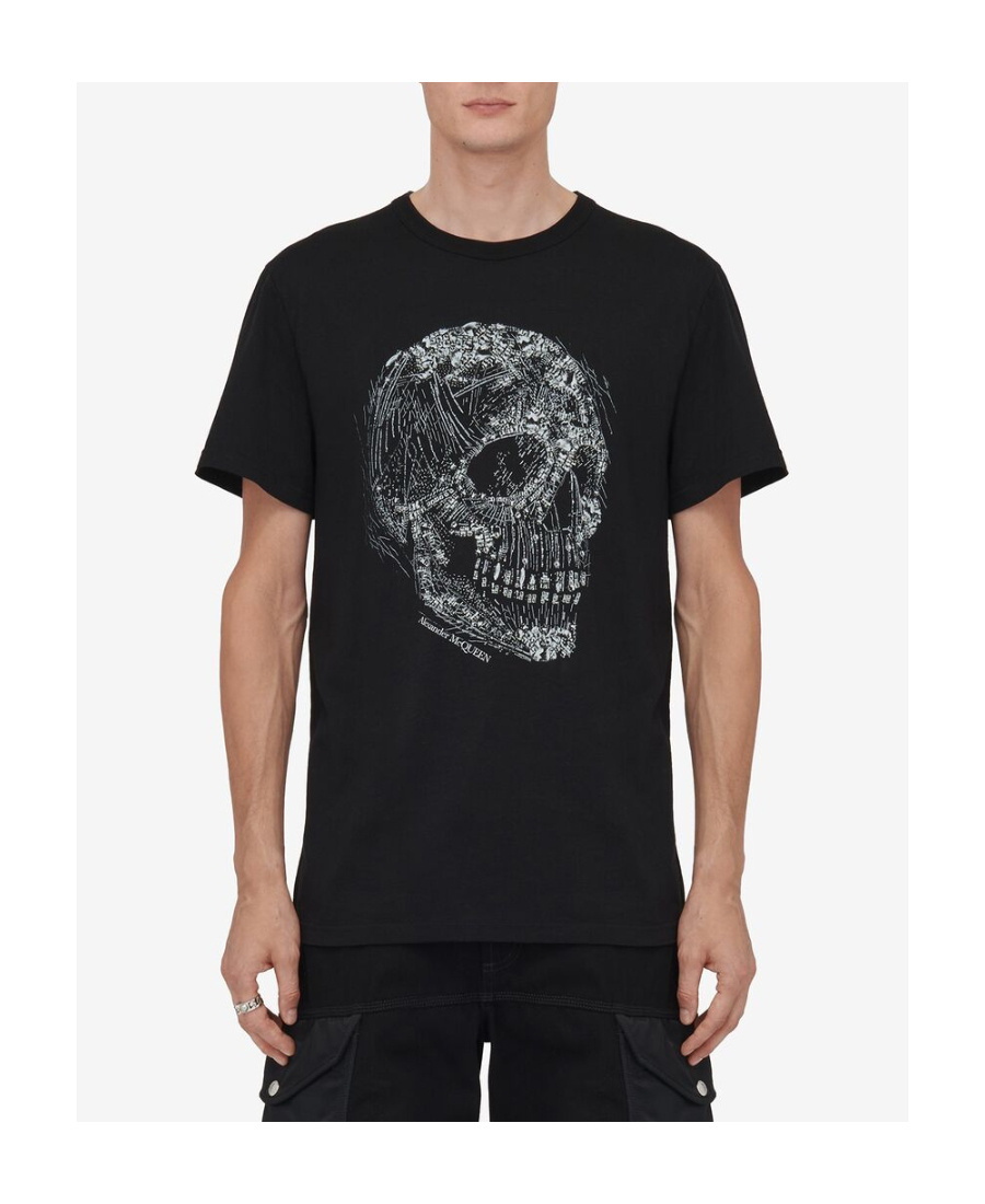 Alexander Mcqueen Crystal Skull Crewneck T-shirt In Black