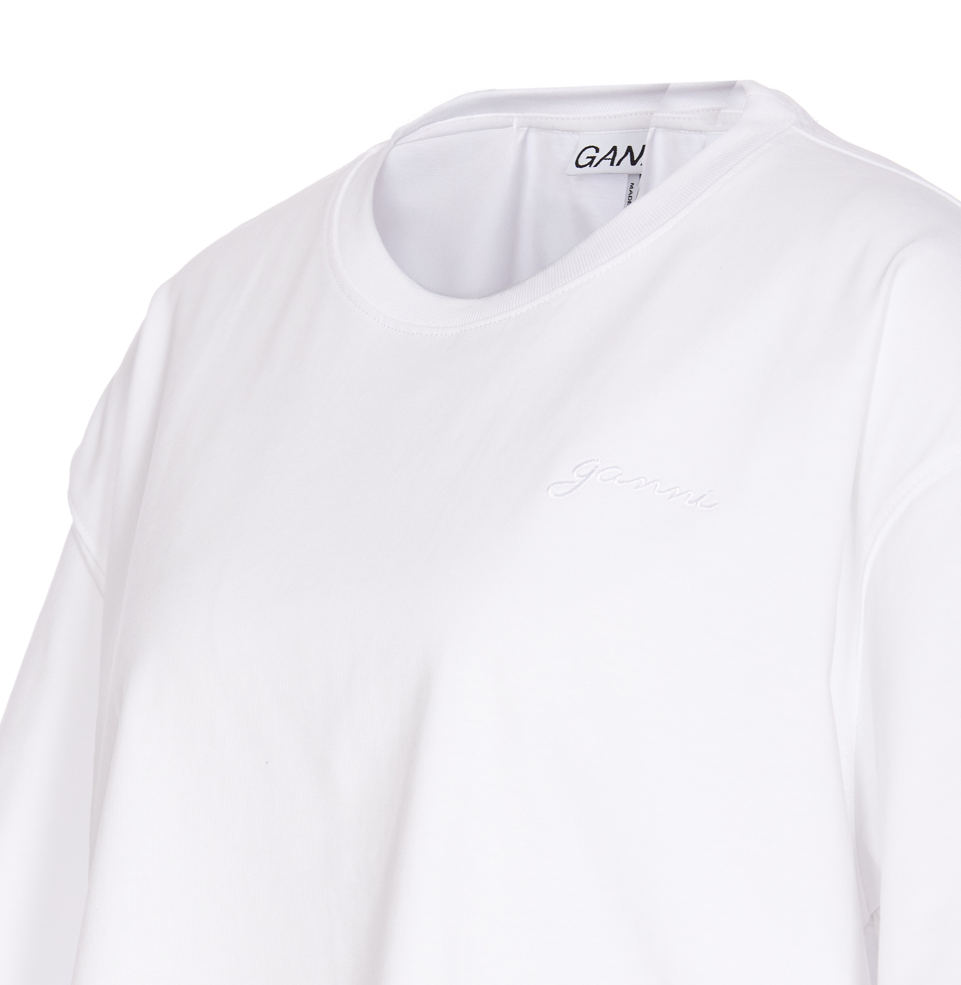 Ganni Open-necked Black Shirt In White