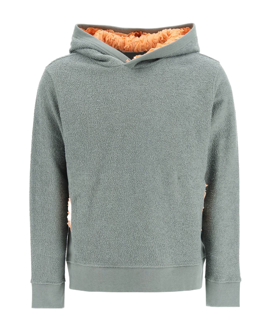Craig Green Internal Frill Cotton Ruched Hoodie In Gray