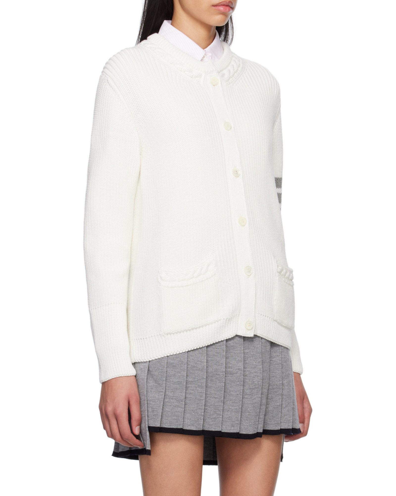 Thom Browne Striped Cable-knit Cardigan