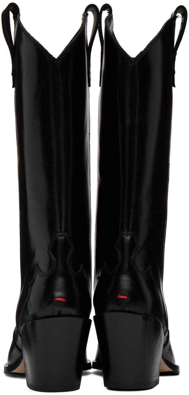 Aeyde 70mm Pointed-toe Leather Boots In Black