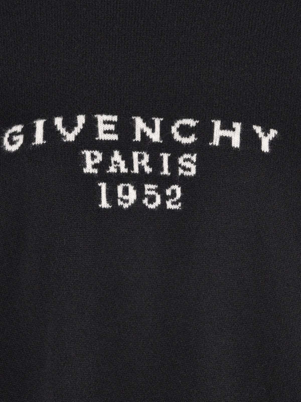 Givenchy Wool Blend Crew Neck Sweater With Ribbed Cuffs And Hem In Black