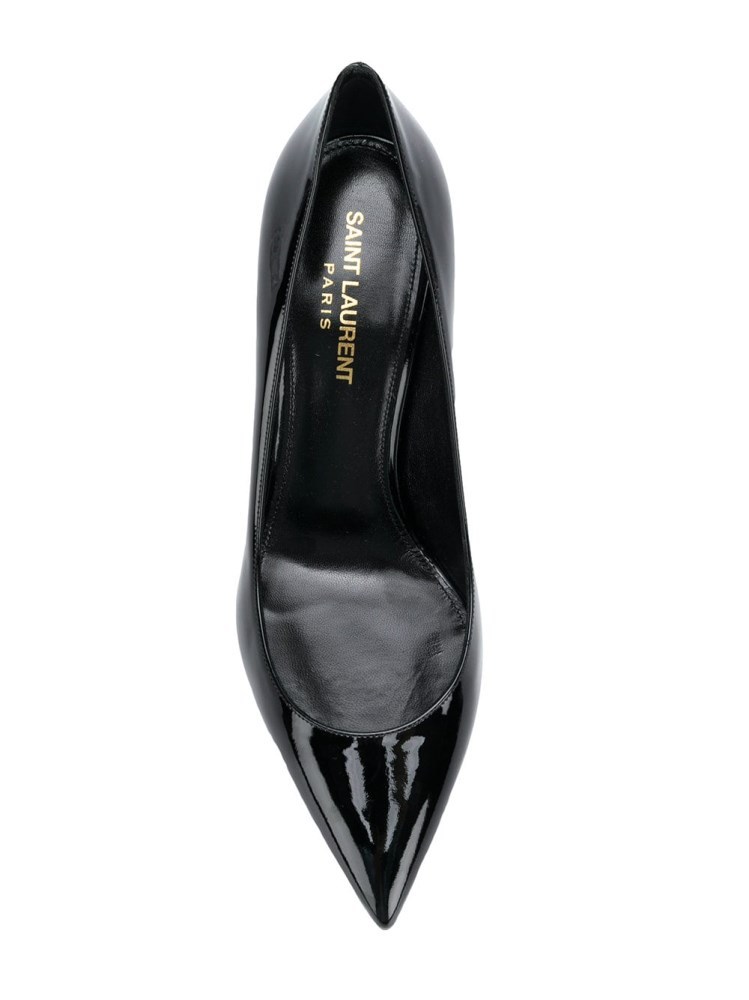 Saint Laurent Opyum Logo Heel Patent Leather Courts In Black