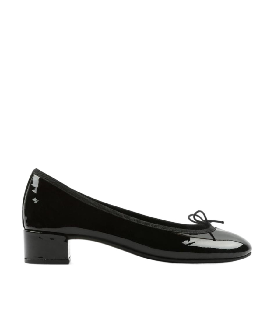 Repetto Camille Patent Leather Kitten Heeled Ballerina Pumps In Black