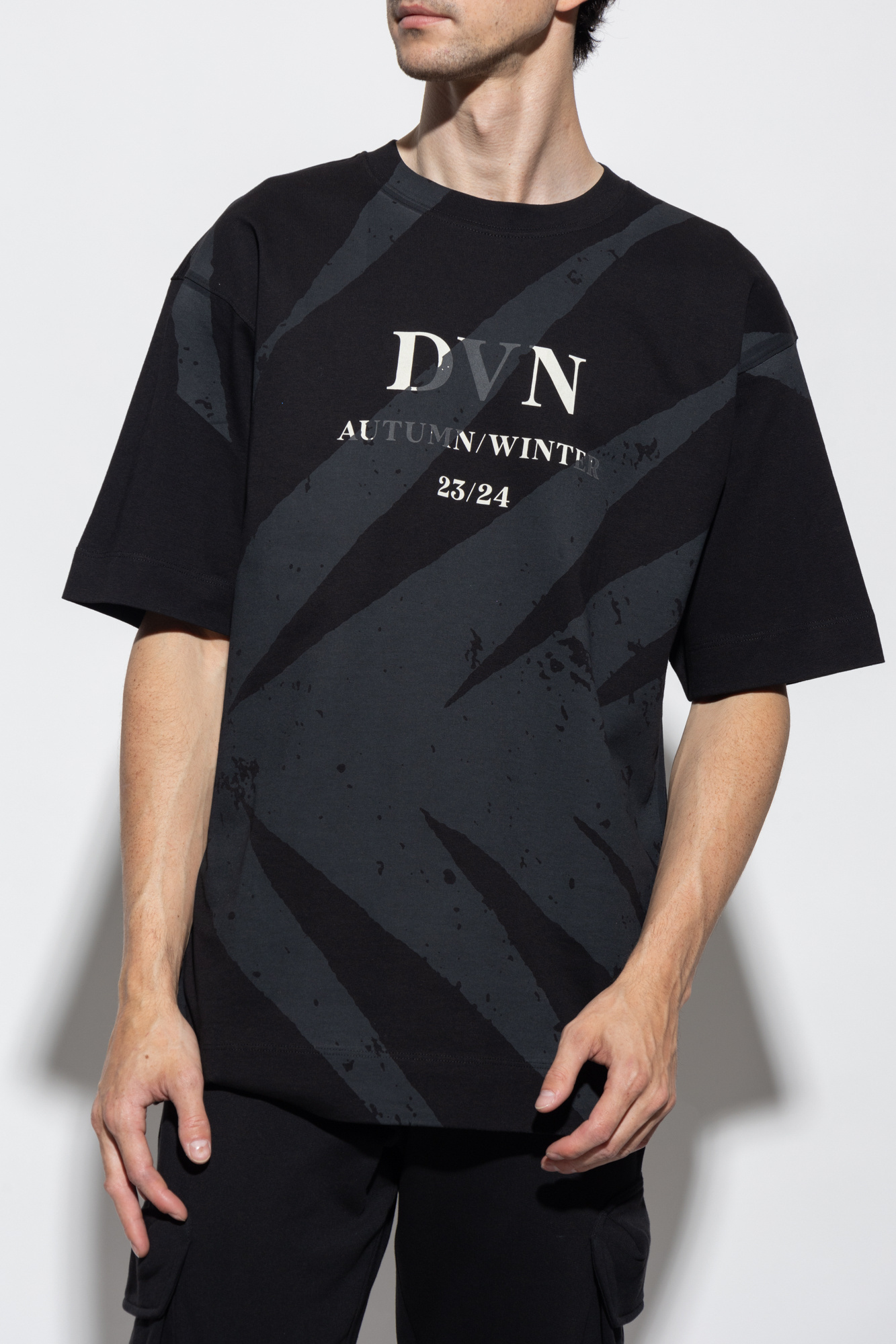 Dries Van Noten Logo Graphic Print Crew Neck T-shirt In Black
