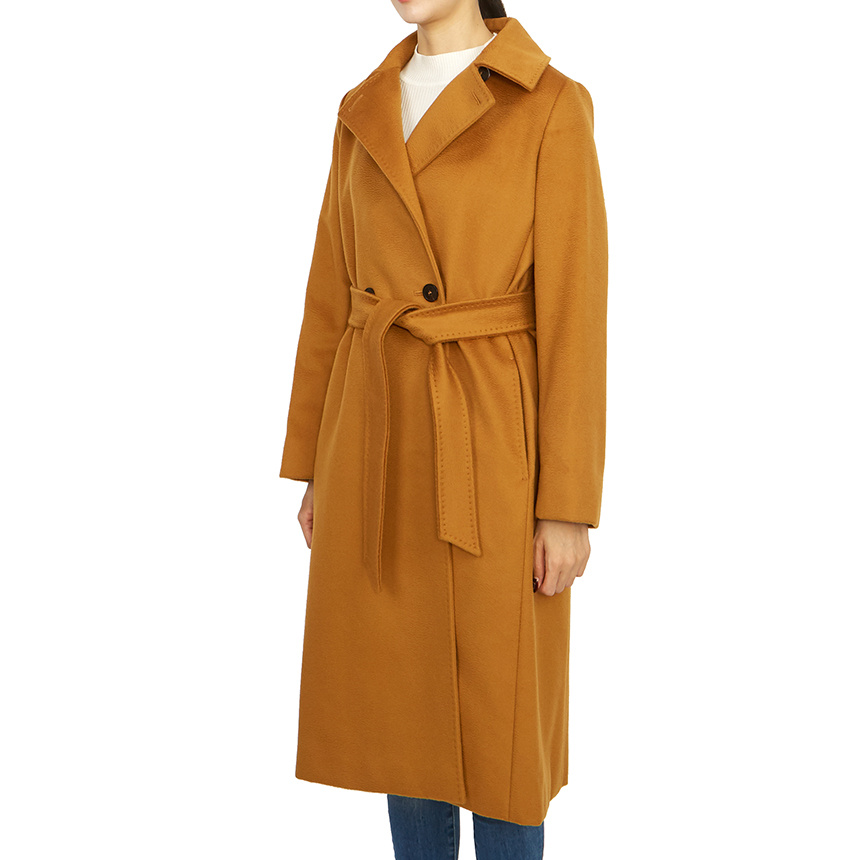 Max Mara Double-breasted Robe Coat In Orange