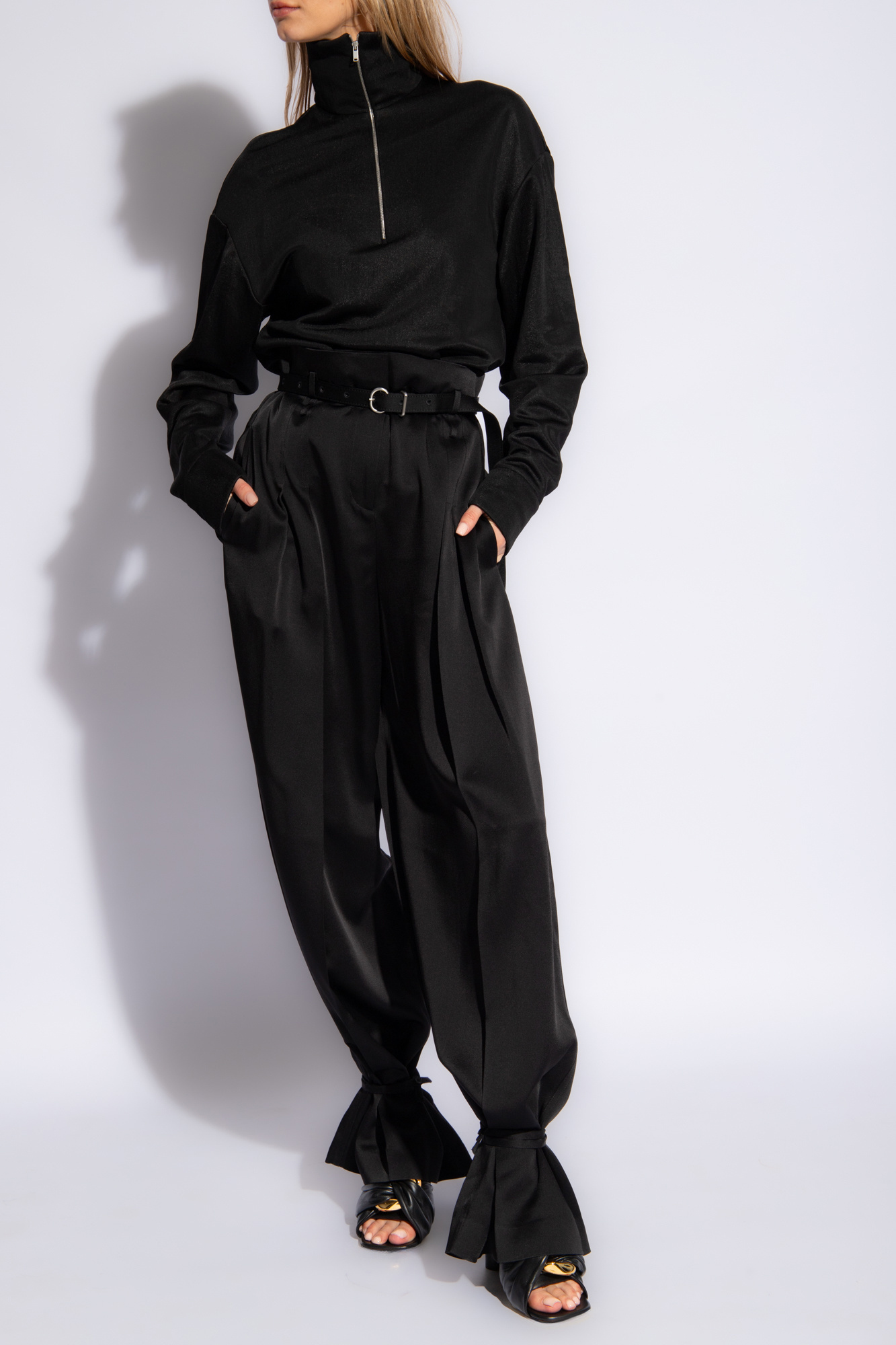 Jil Sander Half-zipped Sweatshirt In Black