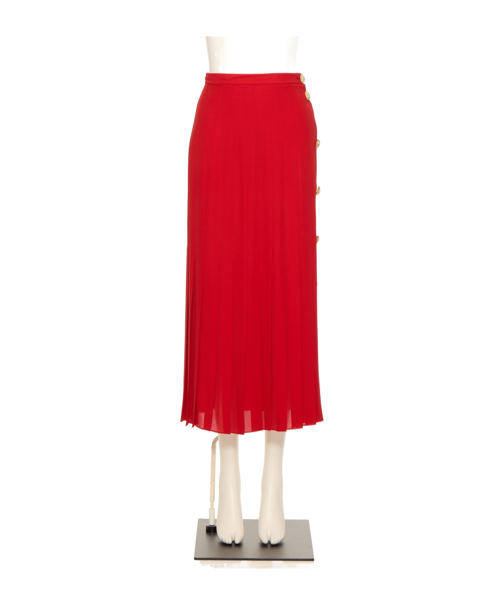 Shop Valentino Georgette Midi Skirt In Red