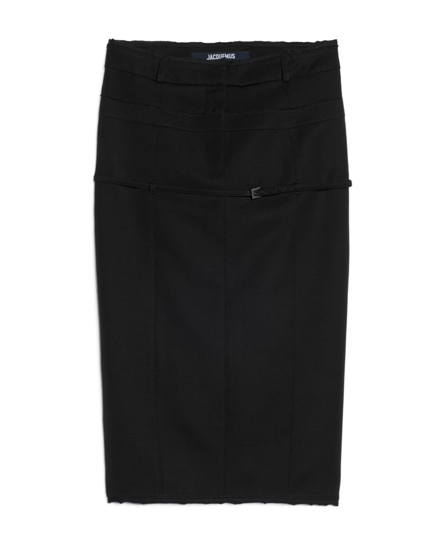 Jacquemus Wool Strap Skirt In Black