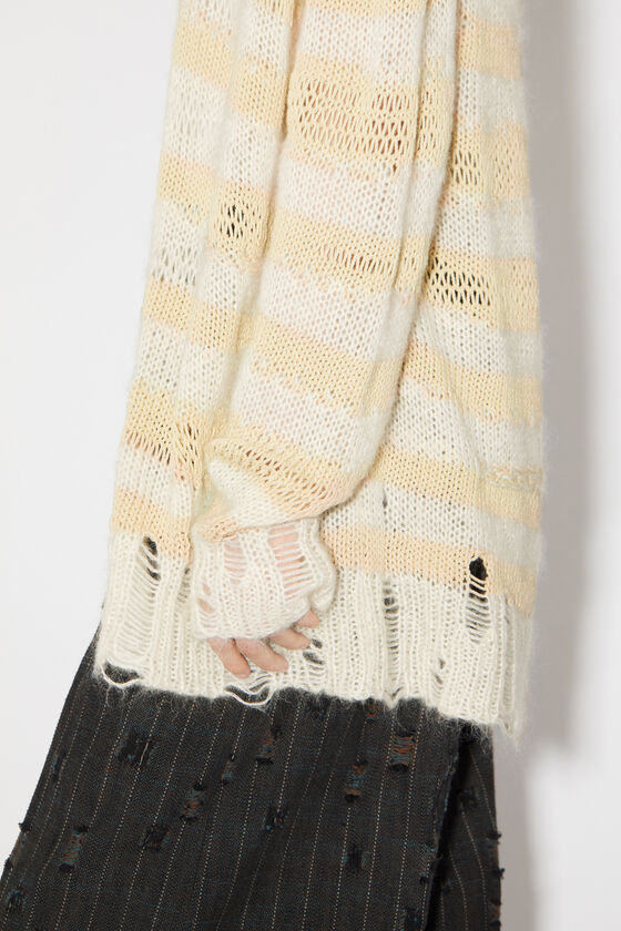 Acne Studios Distressed Stripe Cardigan In Nude