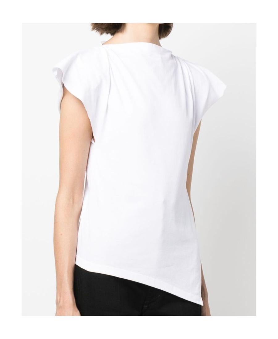 Isabel Marant Padded Boat Neck T-shirt With Asymmetric Hem In White