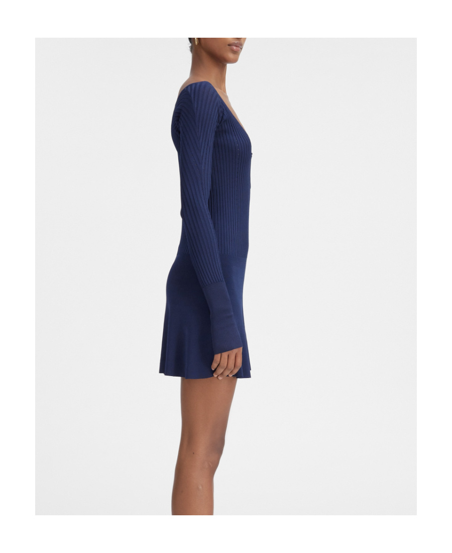 Jacquemus Long Sleeve Scalloped Mini Dress In Black