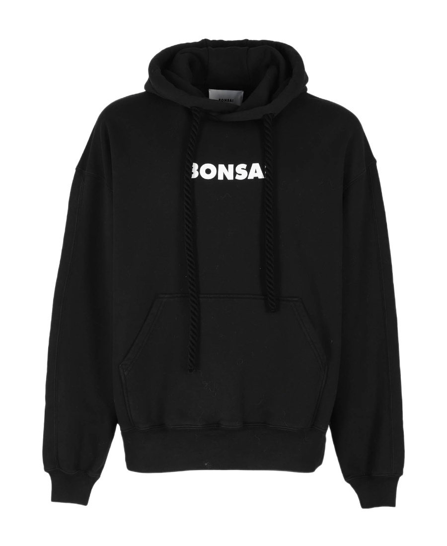 Bonsai Logo Print Cotton Hoodie In Black