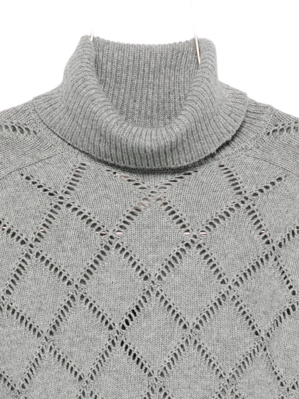 Semicouture Cropped Knit Sweater With Diamond-patterned Openwork Design In Gray