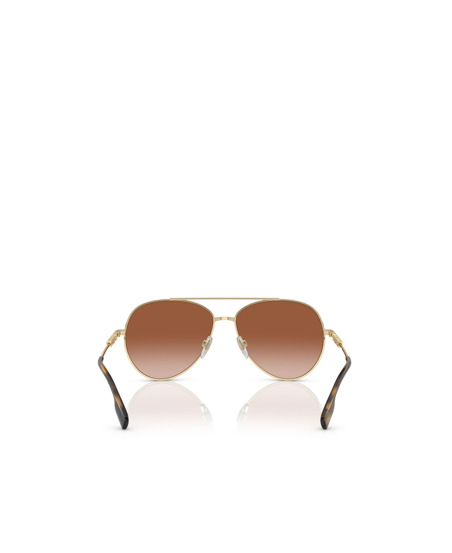 Burberry Womens Gold Be3147 Aviator-frame Metal Sunglasses In Brown
