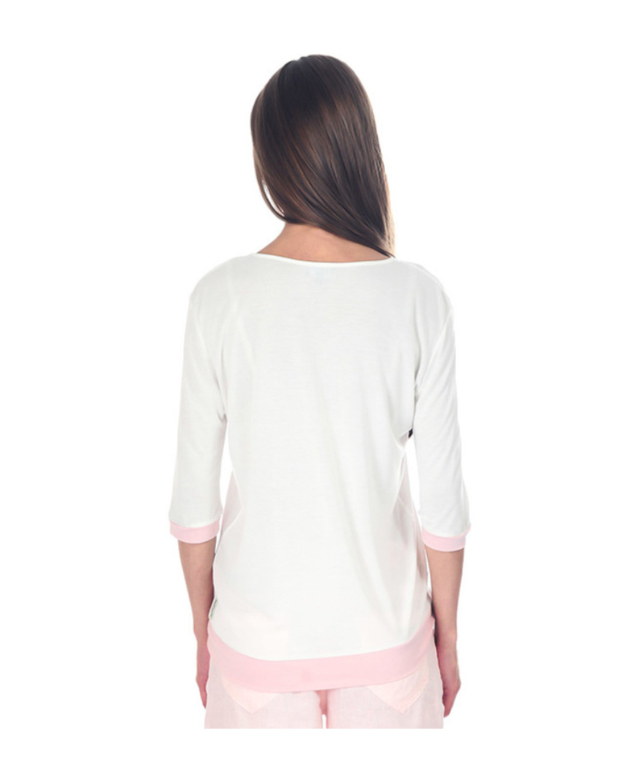 Armani Jeans Seven-cent Sleeve Printed Pattern T-shirt In Pink