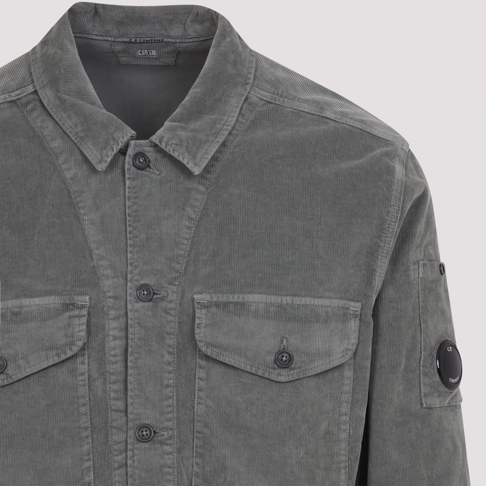 C.p. Company Corduroy Overshirt With Long Sleeves And Pockets In Gray
