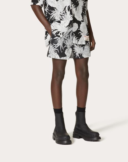 Valentino Printed Swim Trunks In White
