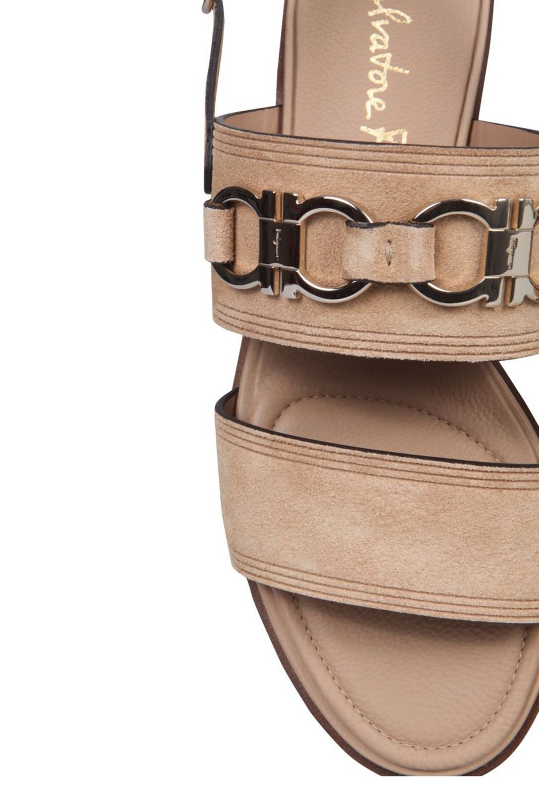 Ferragamo Double-strap Slingback Sandals In Nude