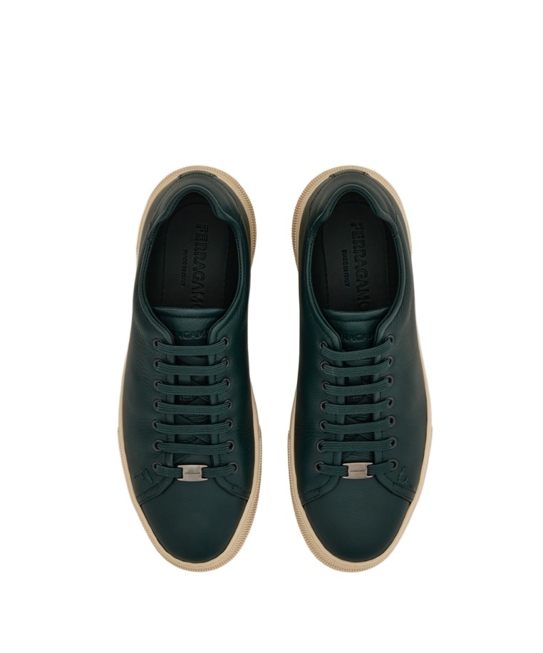 Ferragamo Elastic Lace Sneaker In Green