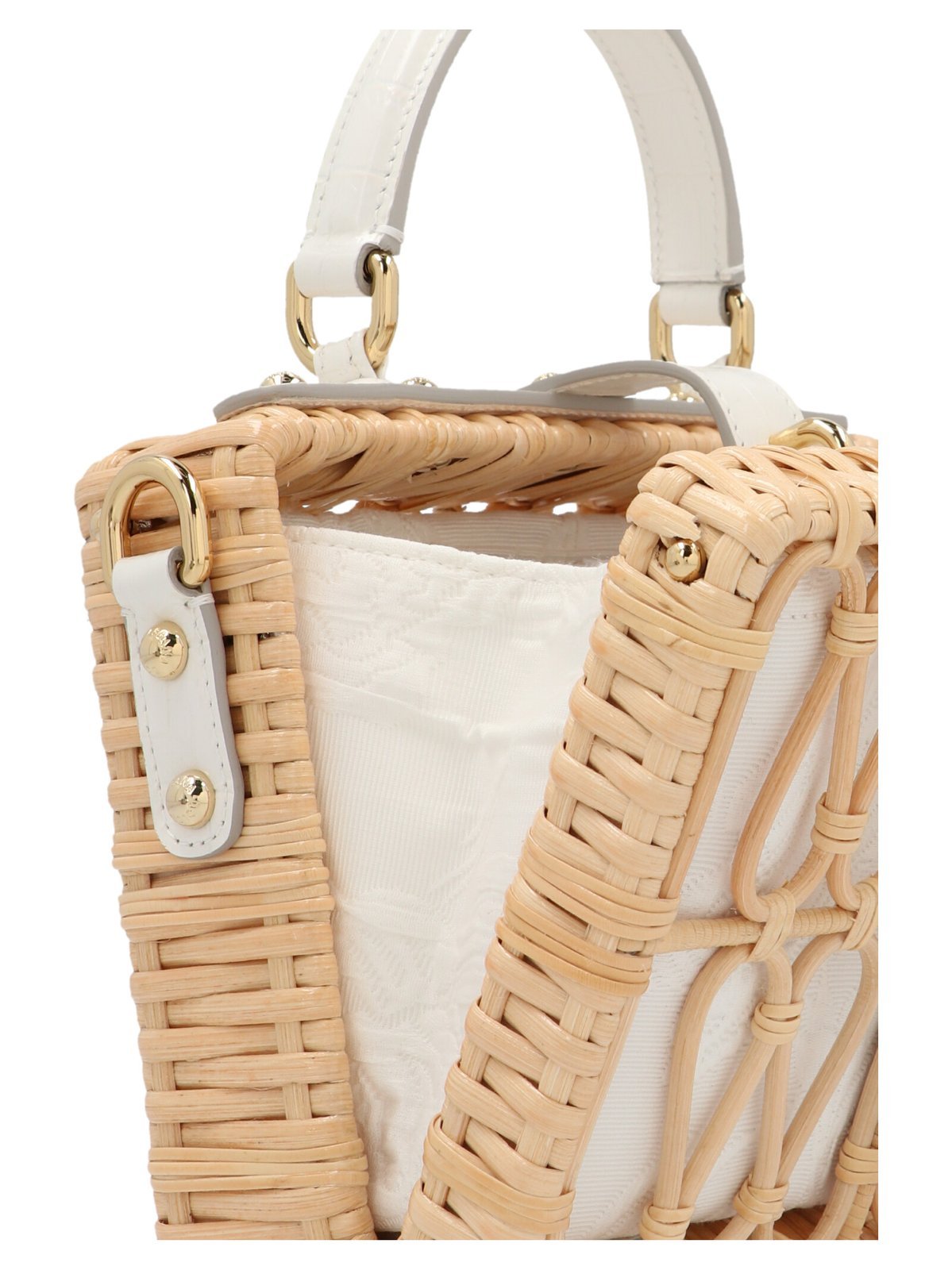 Dolce & Gabbana Dolce Gabbana Dolce Box Wicker Buckled Tote Bag In Brown