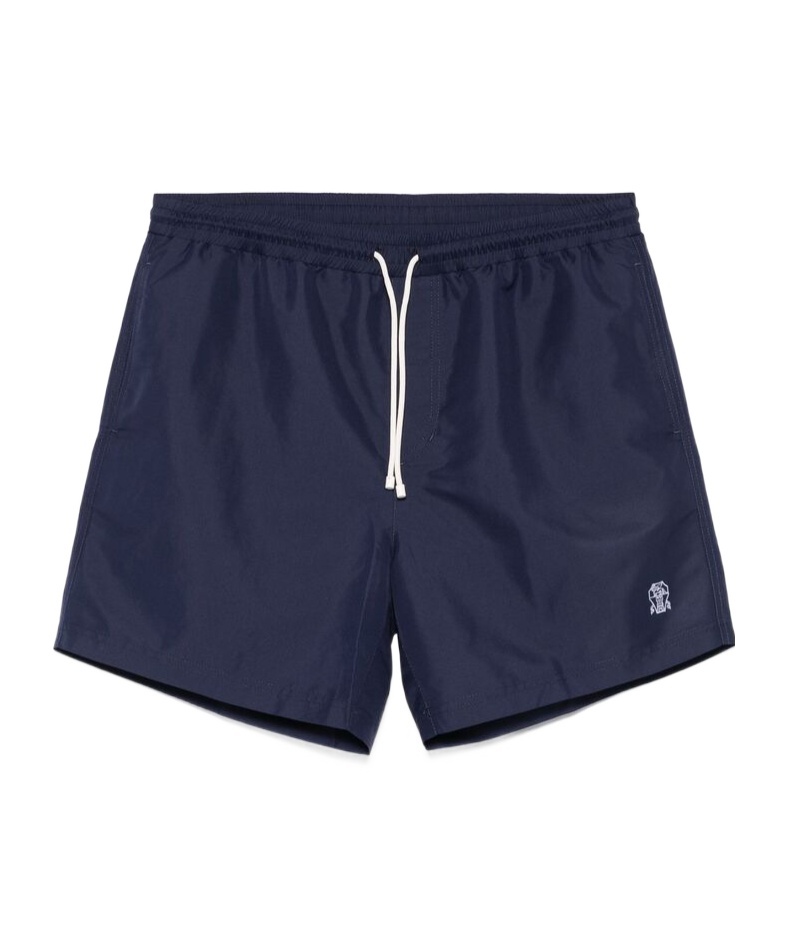 Brunello Cucinelli Elastic Waist Swimming Trunks In Black